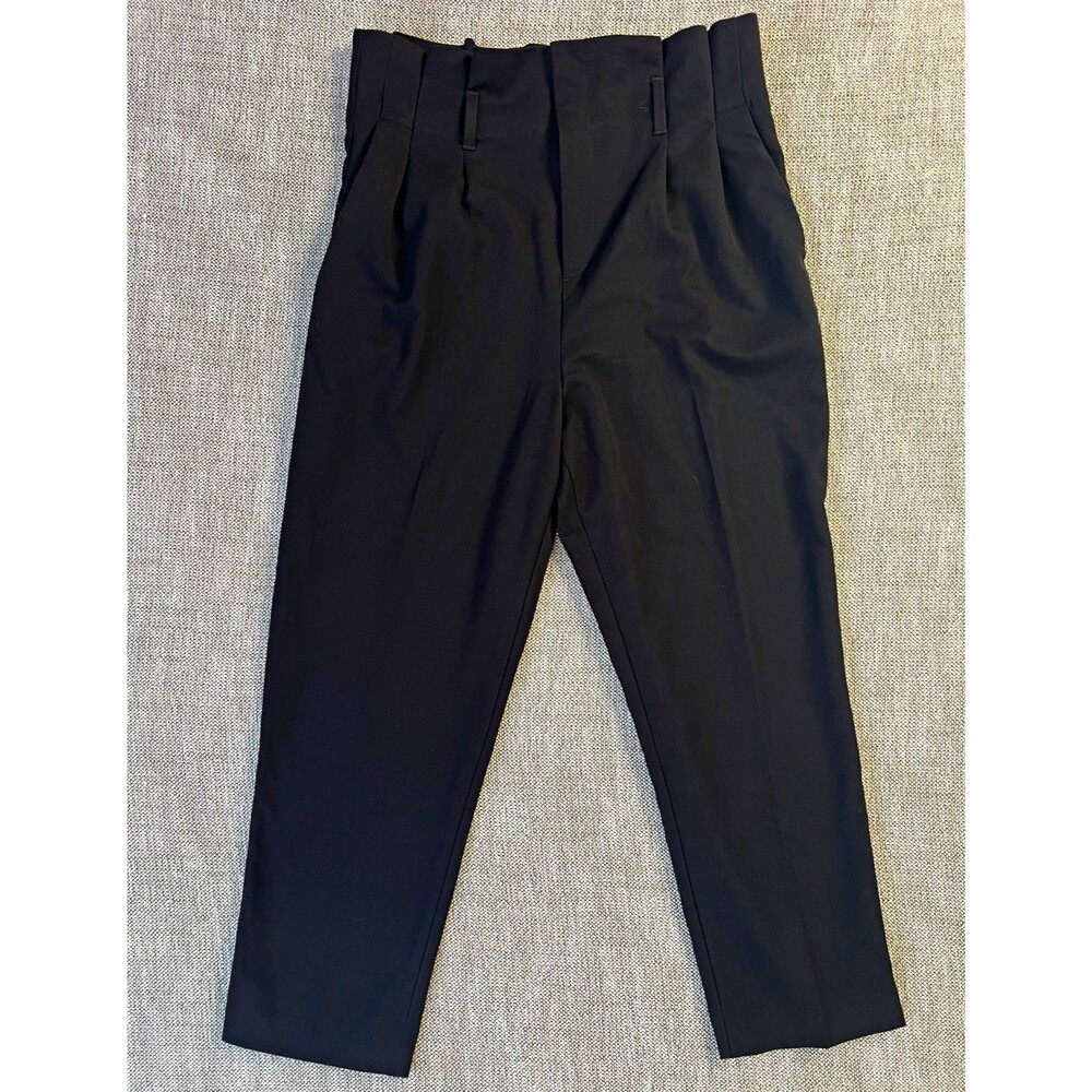 H&M Women’s Black Pleated High Rise Tapered Dress Pants Pockets, Size 10